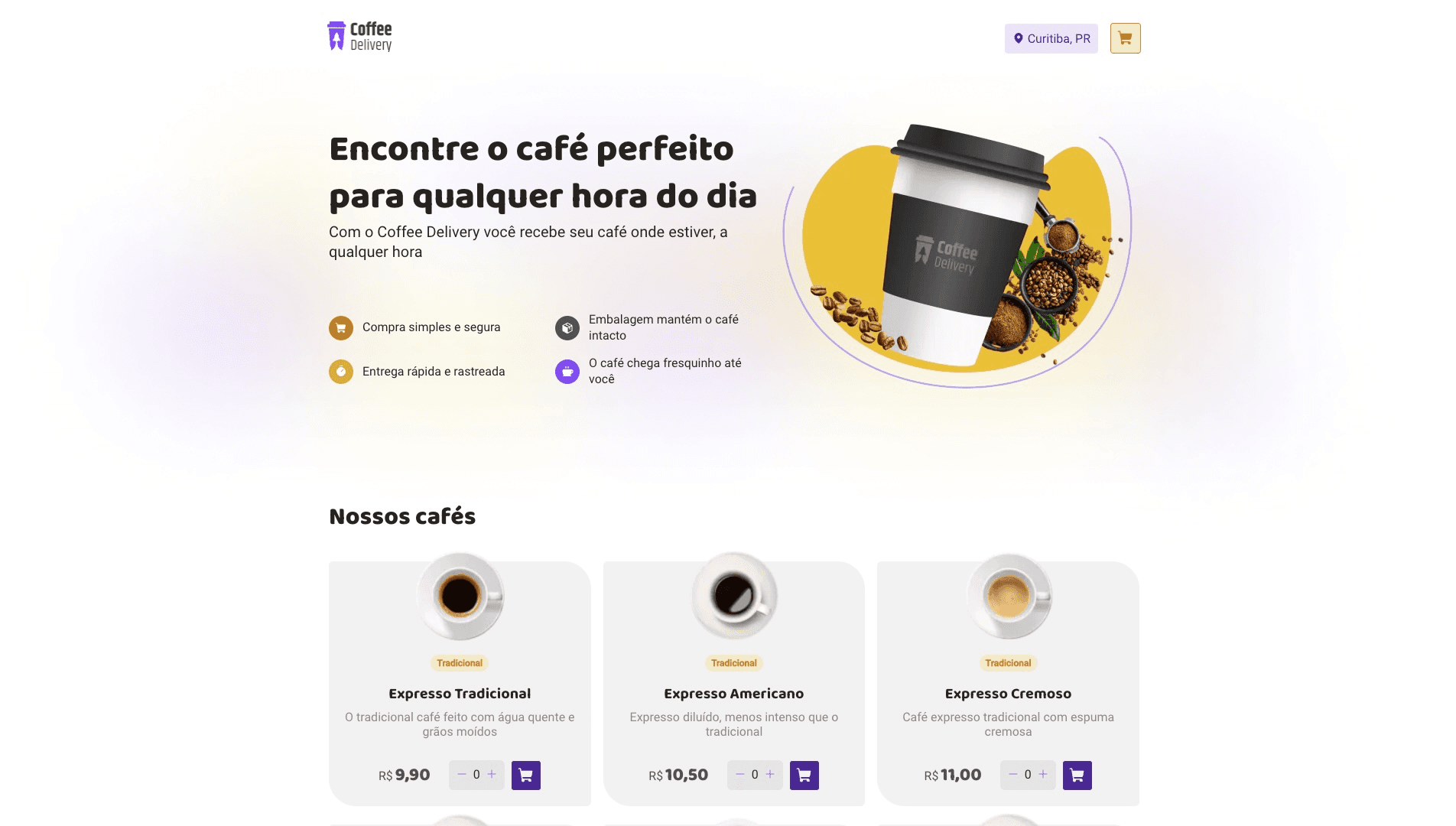 Coffee Delivery - Modern coffee shop website with online ordering system